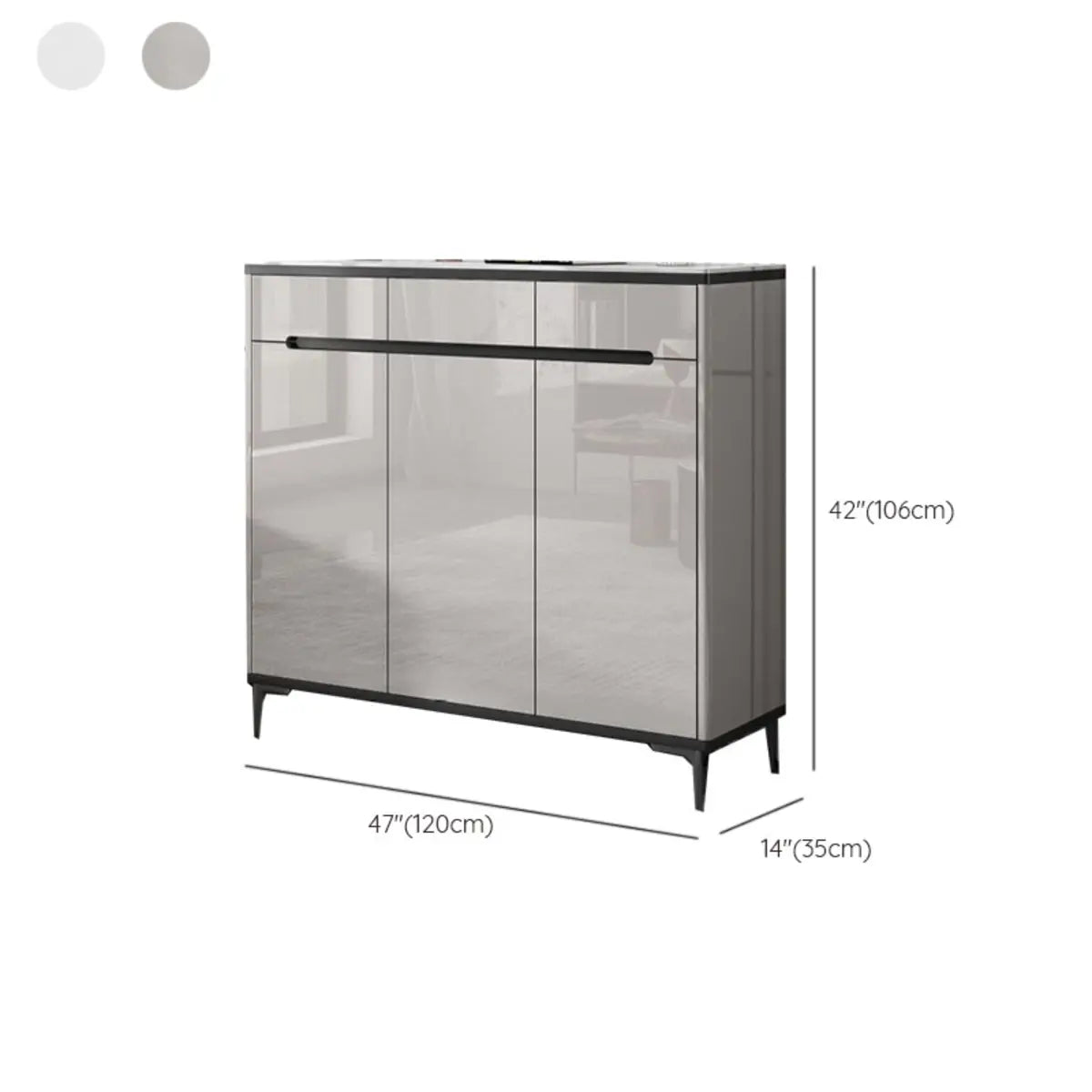 Modern Minimalist Rectangle Wood Entryway Gray Shoe Cabinet Image - 37