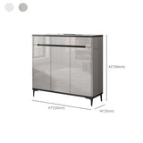 Modern Minimalist Rectangle Wood Entryway Gray Shoe Cabinet Image - 37