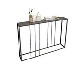 Modern Minimalist Rectangular Black Alloy Console Table Image - 5