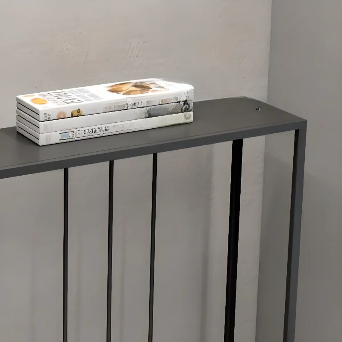 Modern Minimalist Rectangular Black Alloy Console Table Image - 6