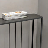 Modern Minimalist Rectangular Black Alloy Console Table Image - 6