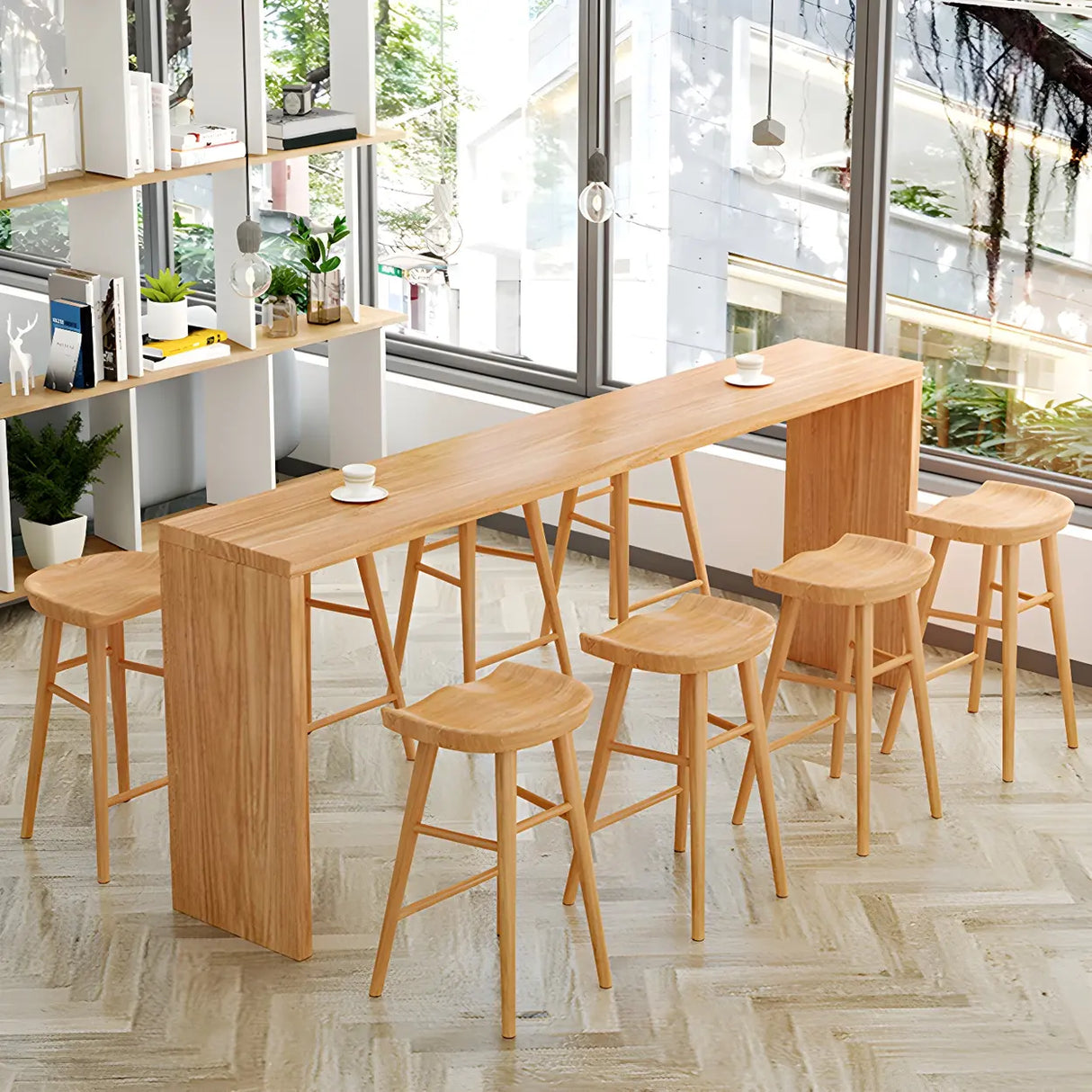 Modern Minimalist 	Rectangular Wood Bar Table for Cafe Image - 1
