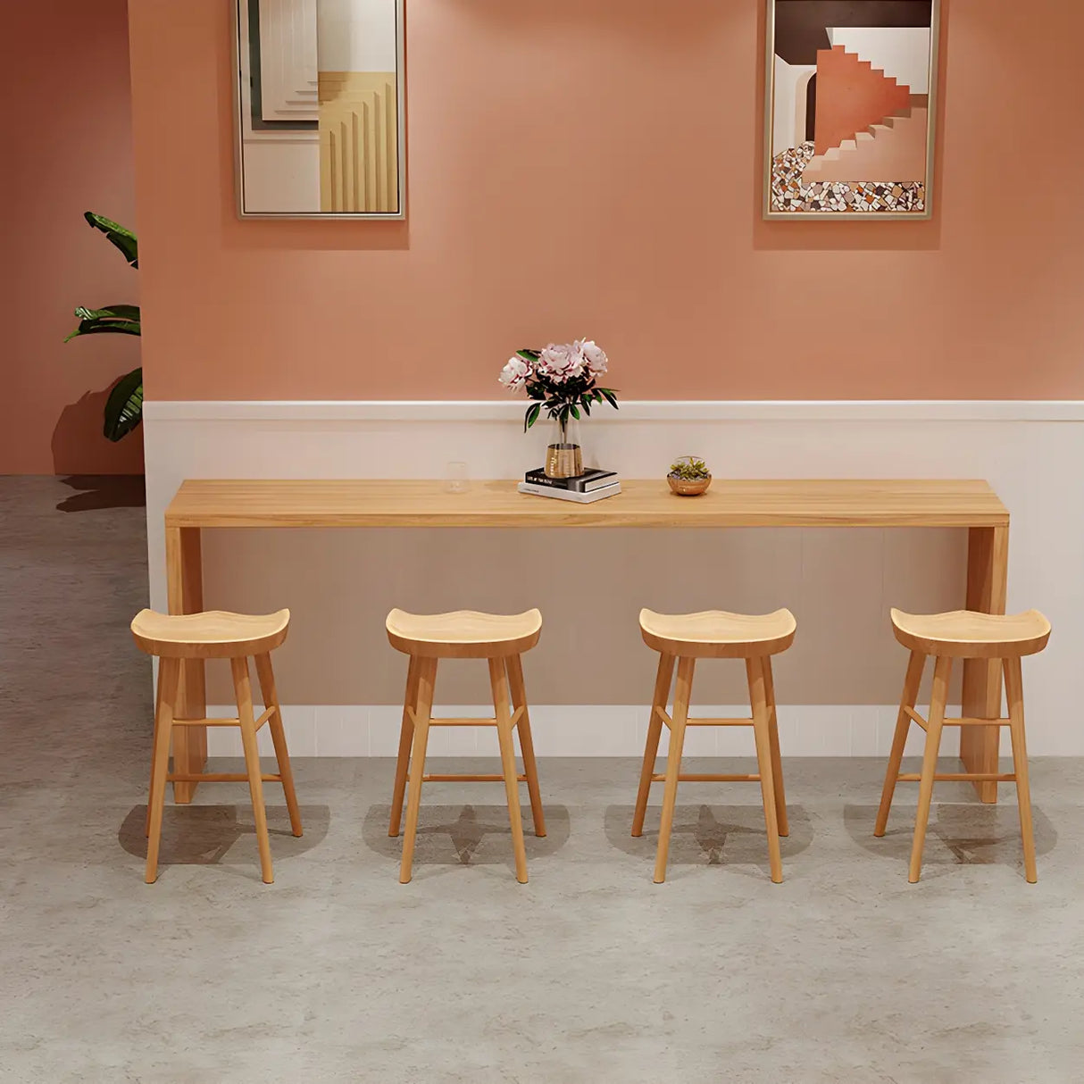 Modern Minimalist 	Rectangular Wood Bar Table for Cafe Image - 10
