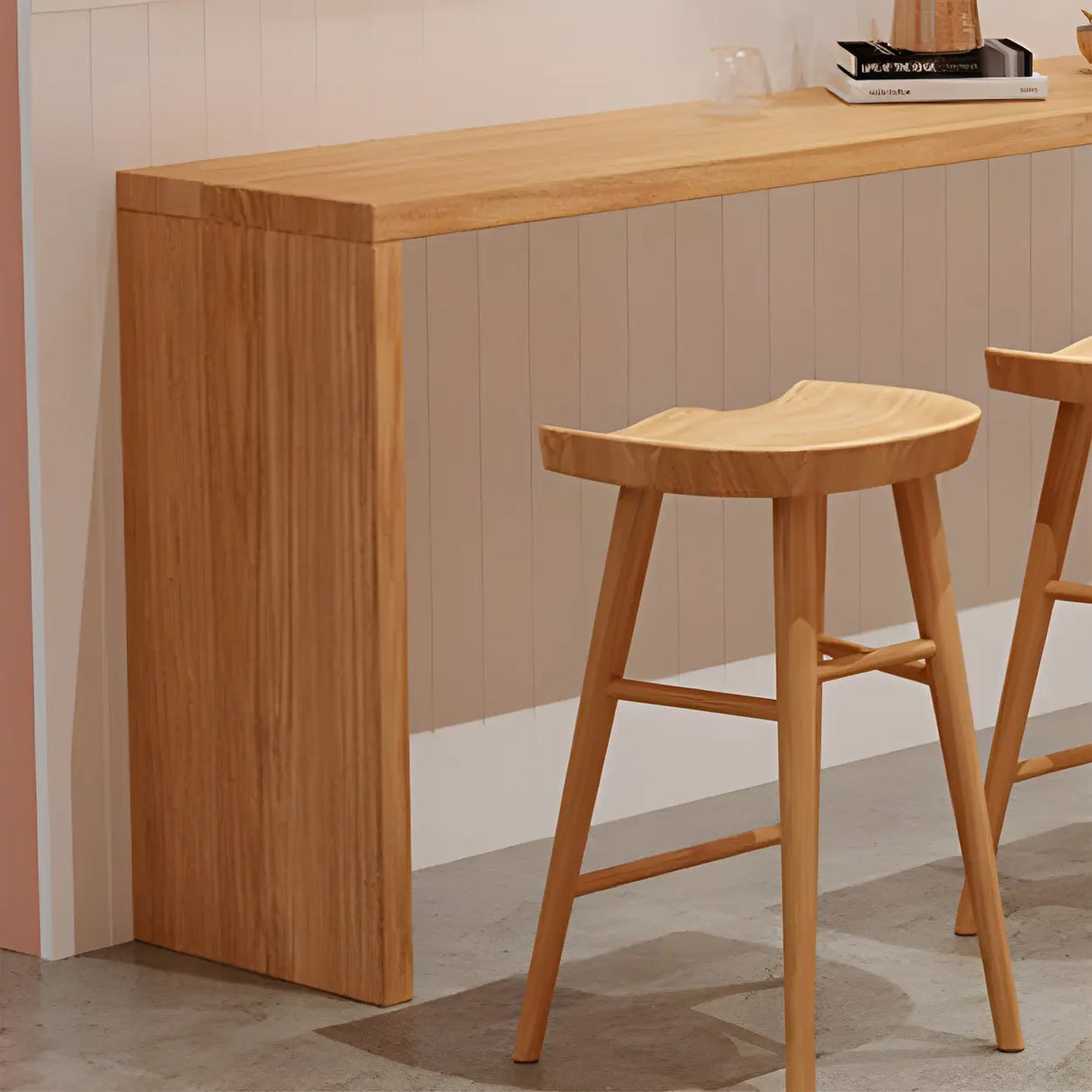 Modern Minimalist 	Rectangular Wood Bar Table for Cafe Image - 7