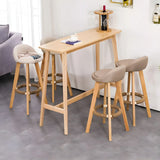 Modern Minimalist Rectangular Wood Counter Height Bar Table Image - 12