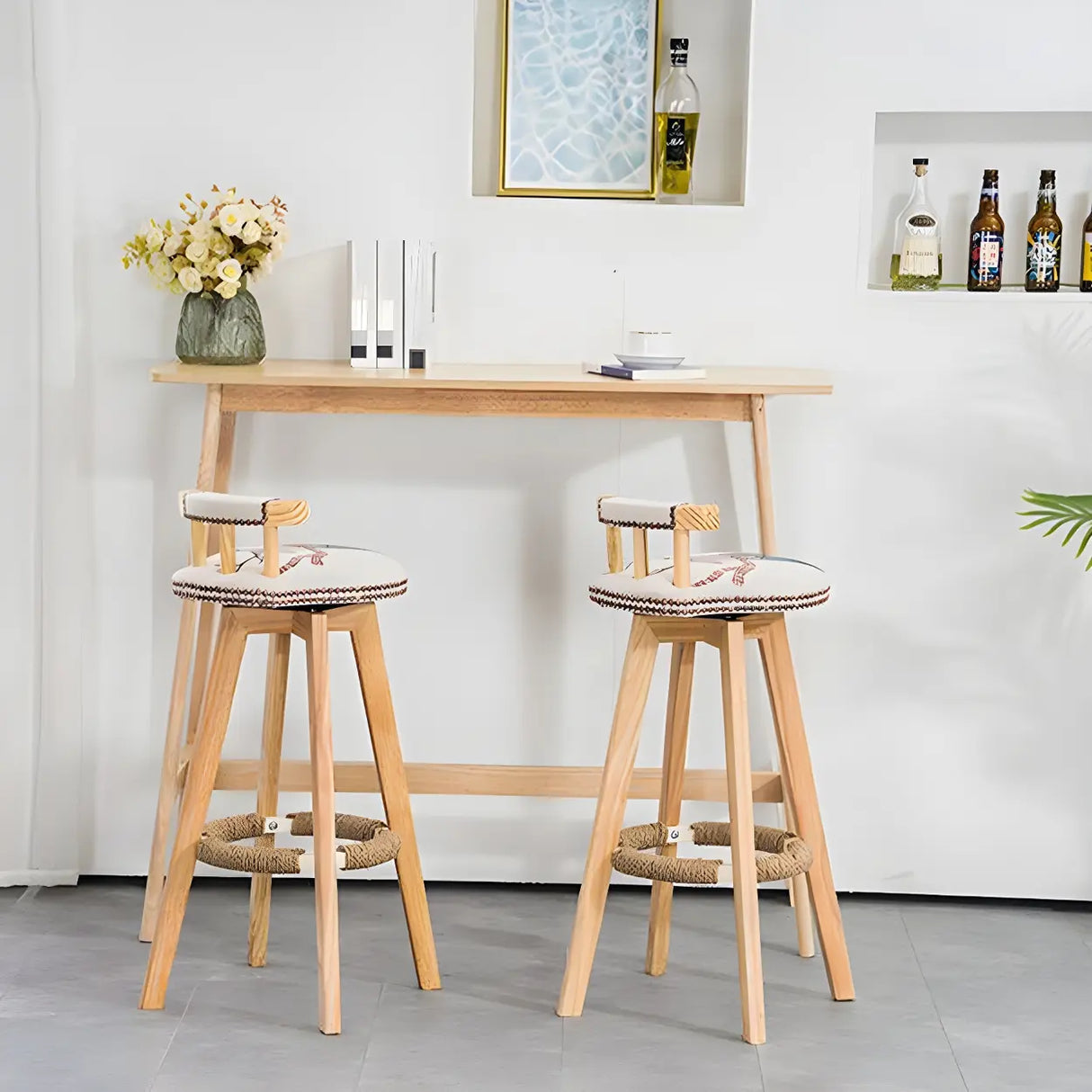 Modern Minimalist Rectangular Wood Counter Height Bar Table Image - 13