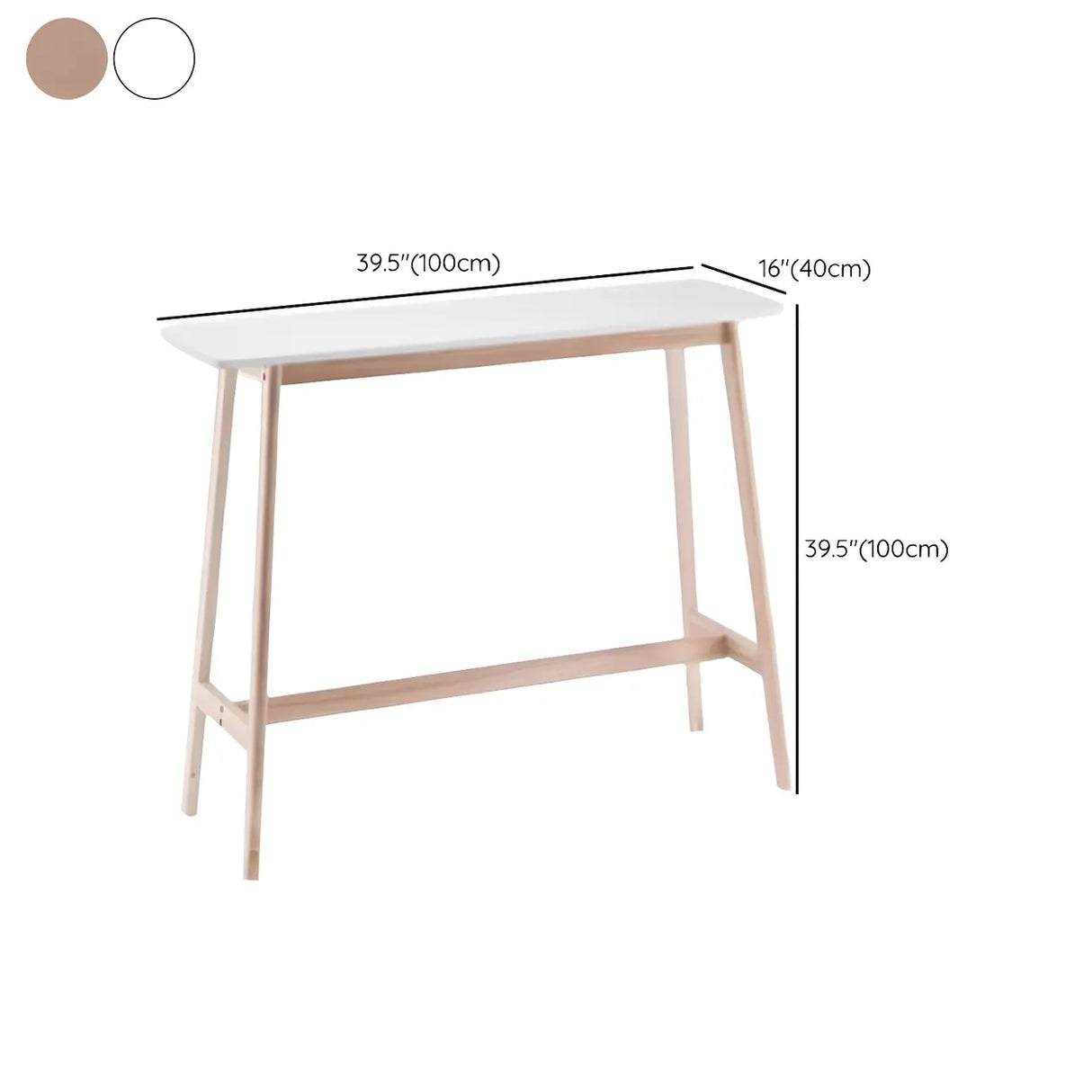 Modern Minimalist Rectangular Wood Counter Height Bar Table 