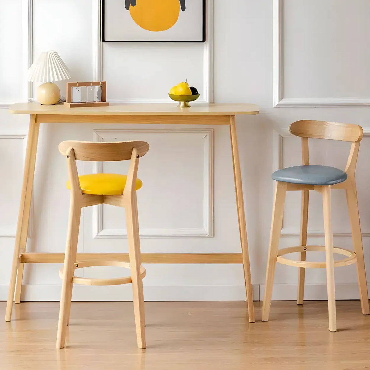 Modern Minimalist Rectangular Wood Counter Height Bar Table Image - 2