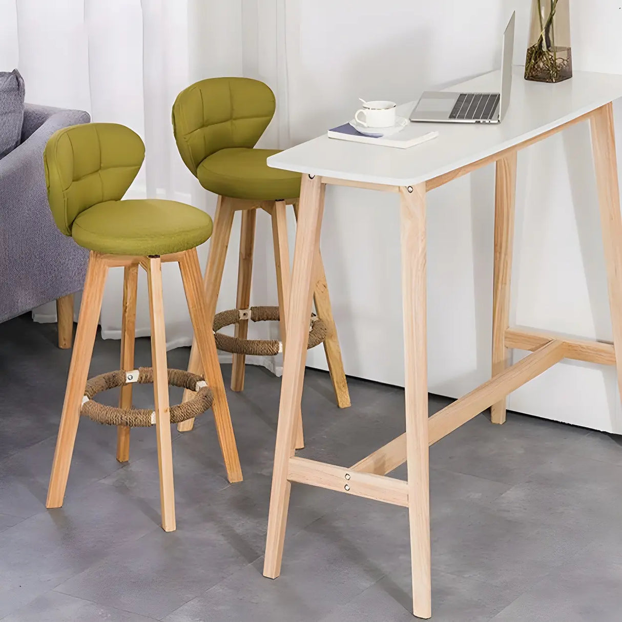 Modern Minimalist Rectangular Wood Counter Height Bar Table Image - 4