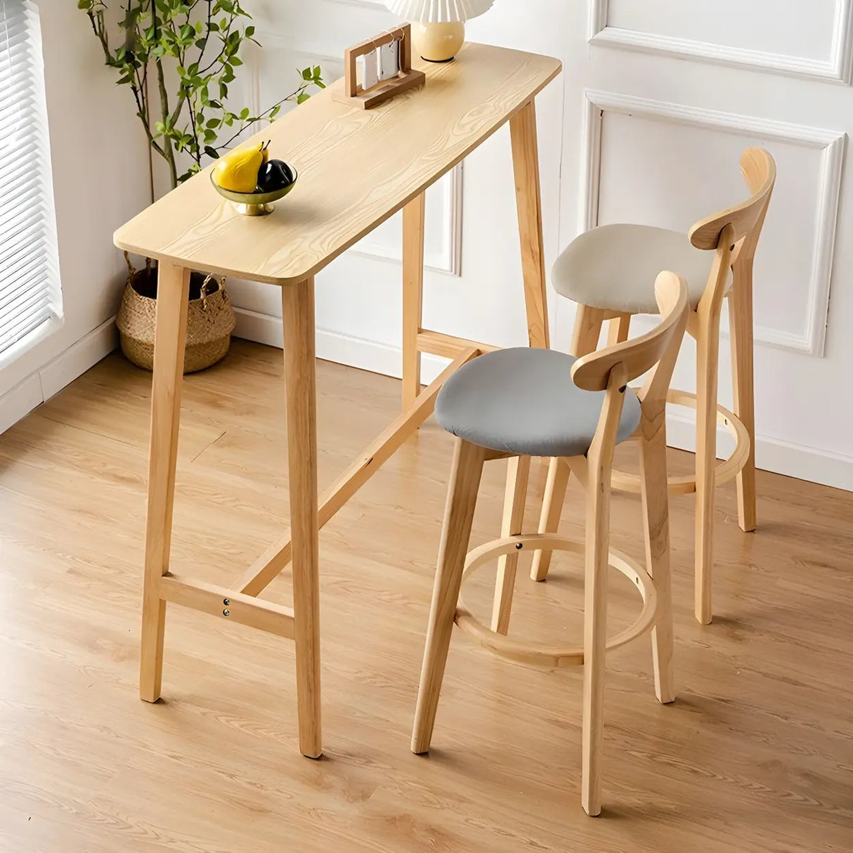 Modern Minimalist Rectangular Wood Counter Height Bar Table Image - 6