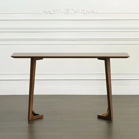 Modern Minimalist Rectangular Wooden Brown Console Table Image - 1