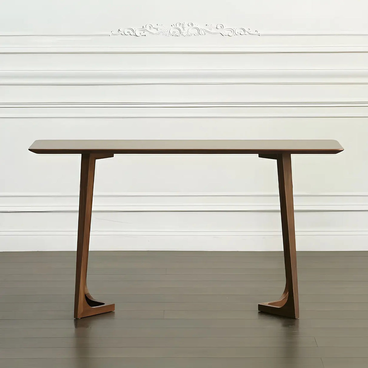 Modern Minimalist Rectangular Wooden Brown Console Table Image - 1