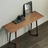 Modern Minimalist Rectangular Wooden Brown Console Table Image - 5