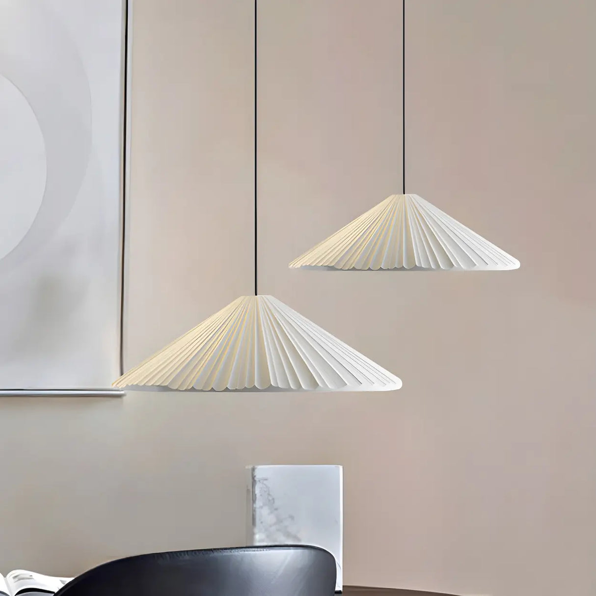 Modern Minimalist Ribbed Cone-Shaped Pendant Light Image - 10