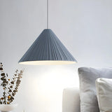 Modern Minimalist Ribbed Cone-Shaped Pendant Light Image - 17