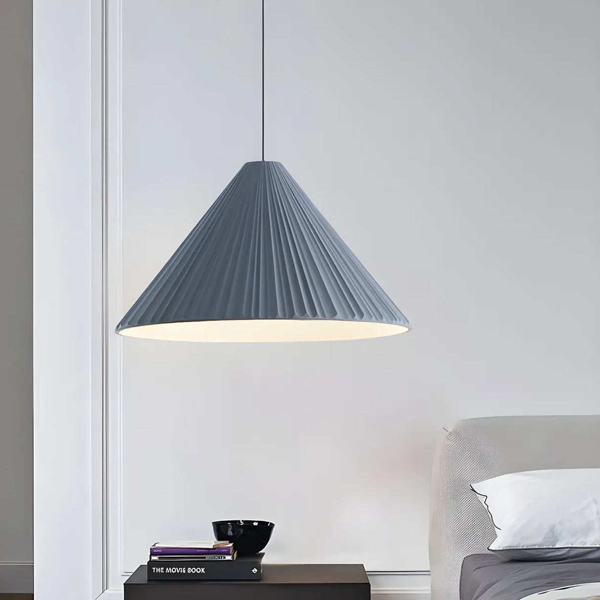 Modern Minimalist Ribbed Cone-Shaped Pendant Light Image - 19