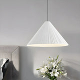 Modern Minimalist Ribbed Cone-Shaped Pendant Light Image - 22