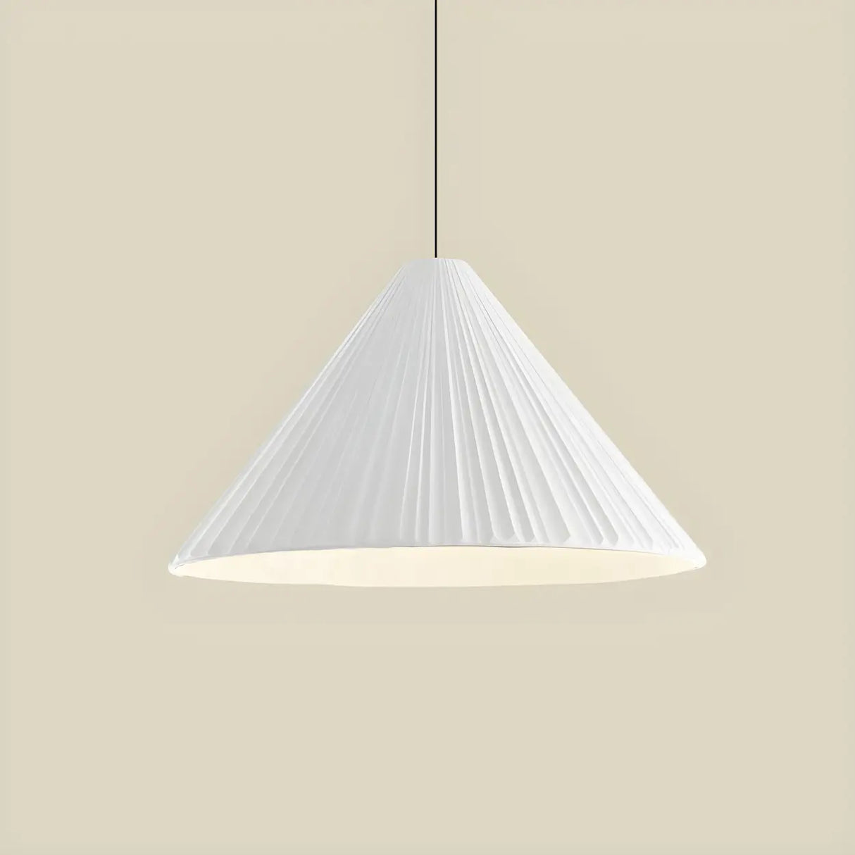 Modern Minimalist Ribbed Cone-Shaped Pendant Light Image - 24
