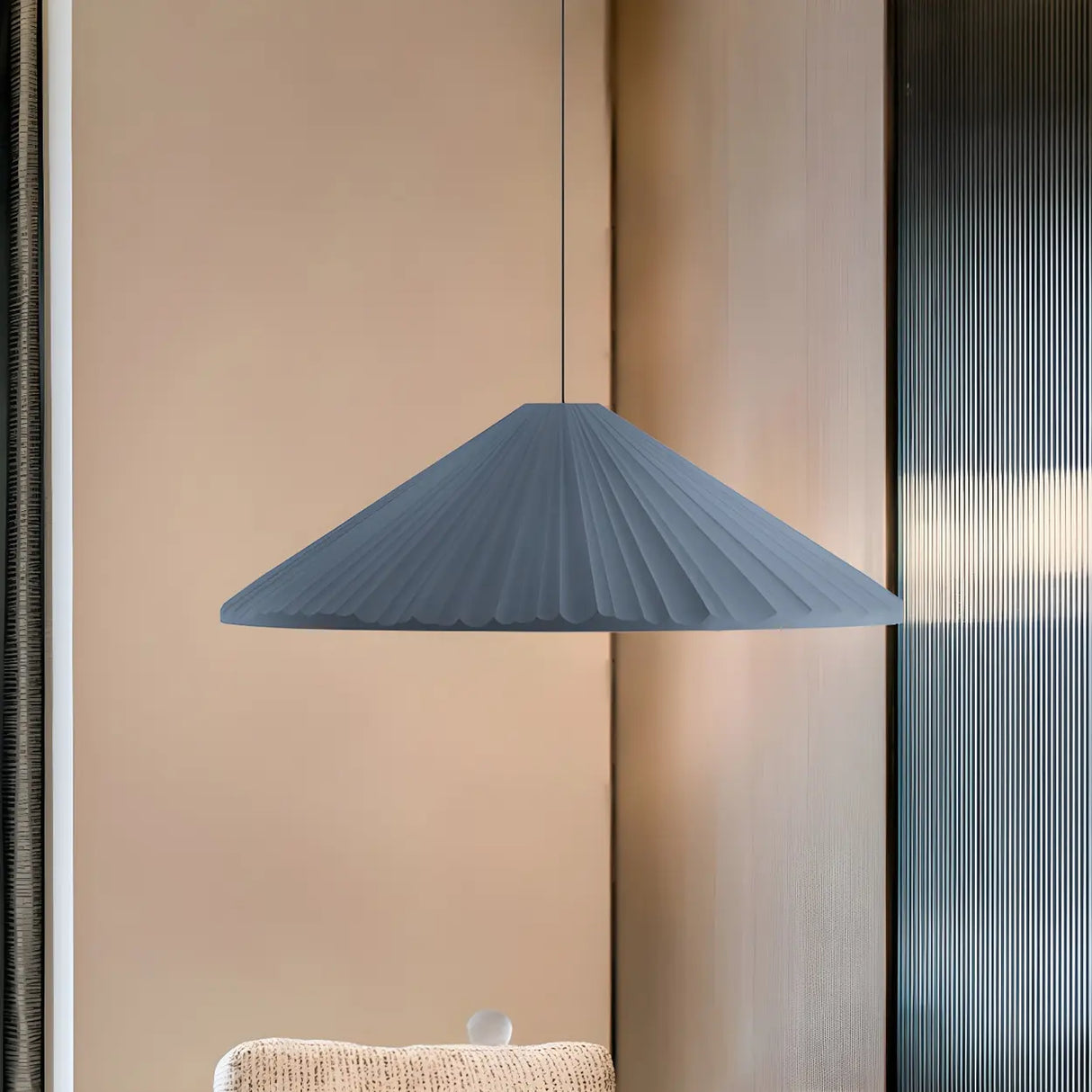 Modern Minimalist Ribbed Cone-Shaped Pendant Light Image - 29