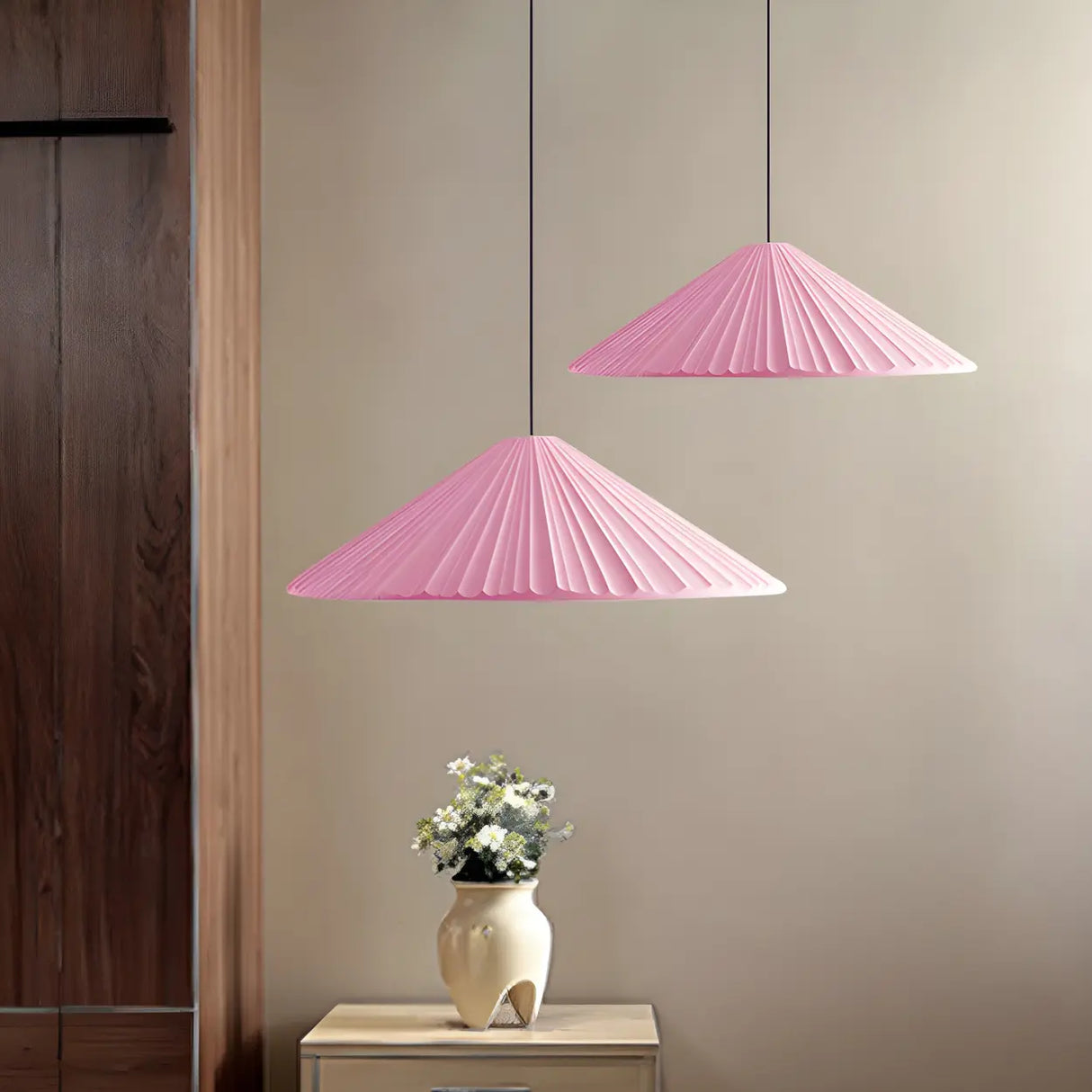 Modern Minimalist Ribbed Cone-Shaped Pendant Light Image - 3