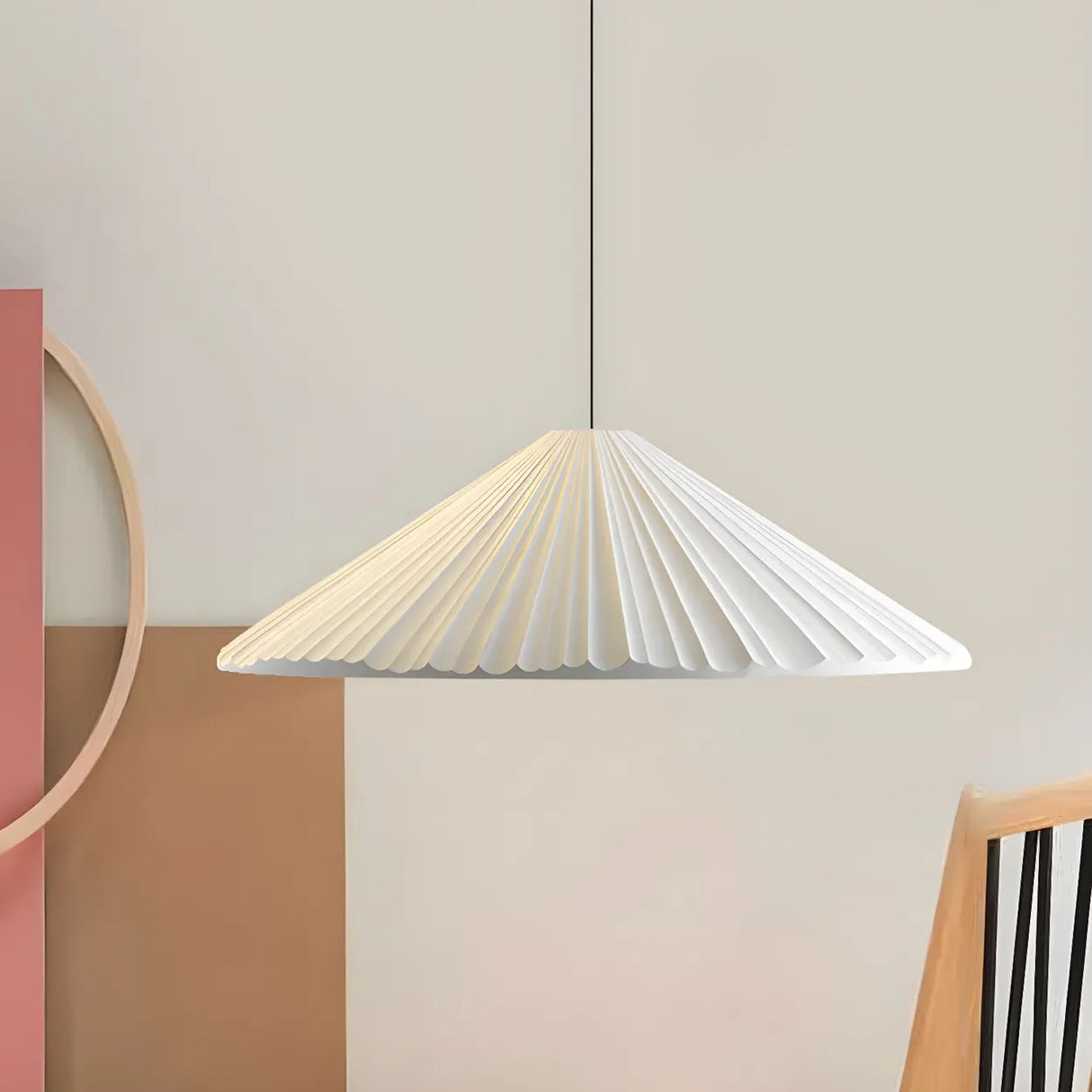 Modern Minimalist Ribbed Cone-Shaped Pendant Light Image - 33