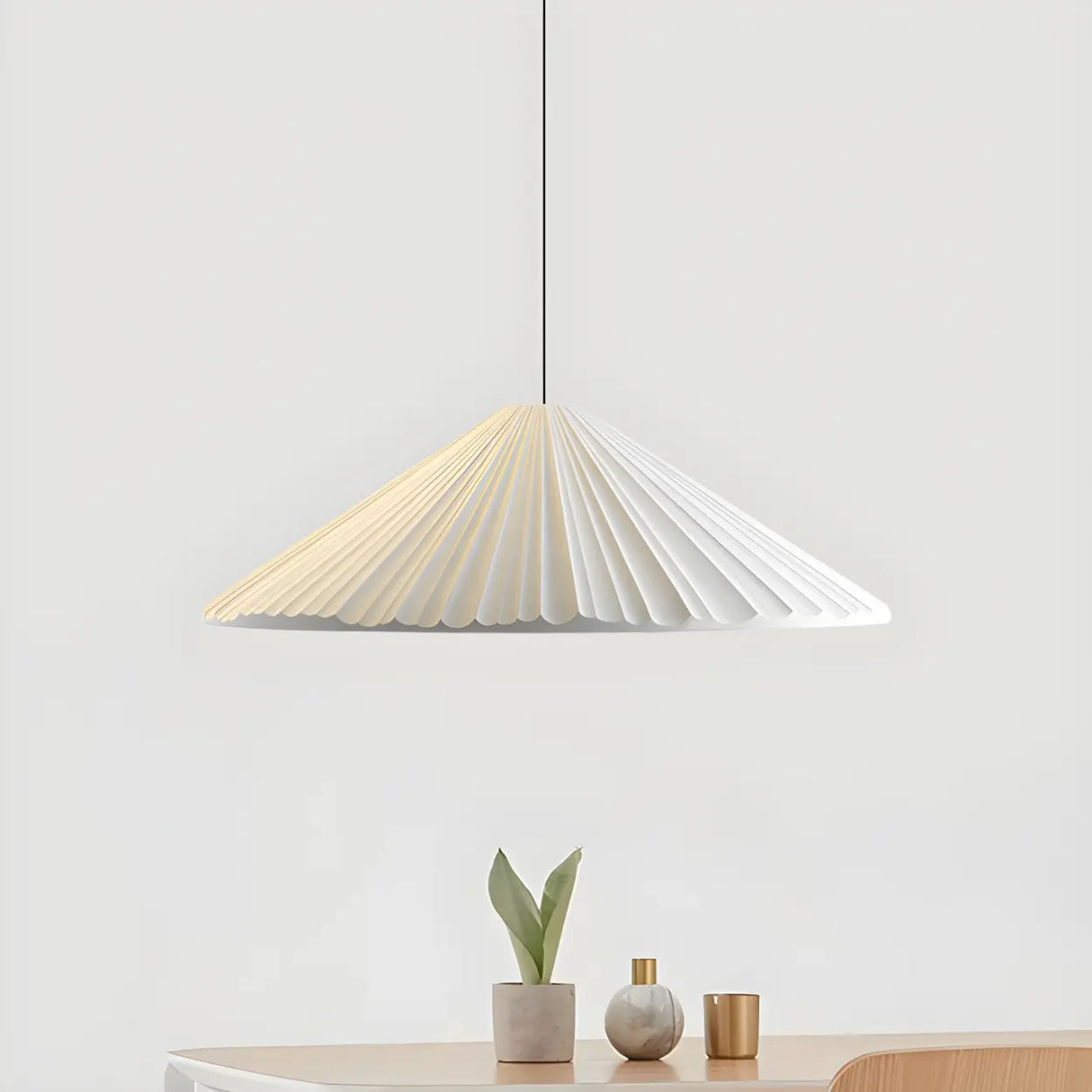 Modern Minimalist Ribbed Cone-Shaped Pendant Light Image - 34