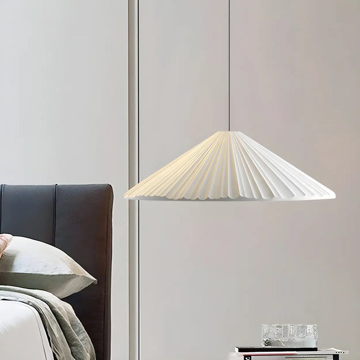 Modern Minimalist Ribbed Cone-Shaped Pendant Light Image - 35