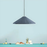 Modern Minimalist Ribbed Cone-Shaped Pendant Light Image - 5