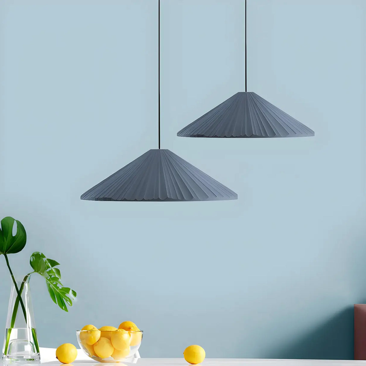 Modern Minimalist Ribbed Cone-Shaped Pendant Light Image - 6
