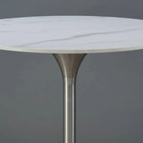Modern Minimalist Small Round Stone Bistro Bar Table Image - 4