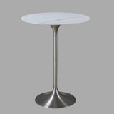 Modern Minimalist Small Round Stone Bistro Bar Table Image - 5