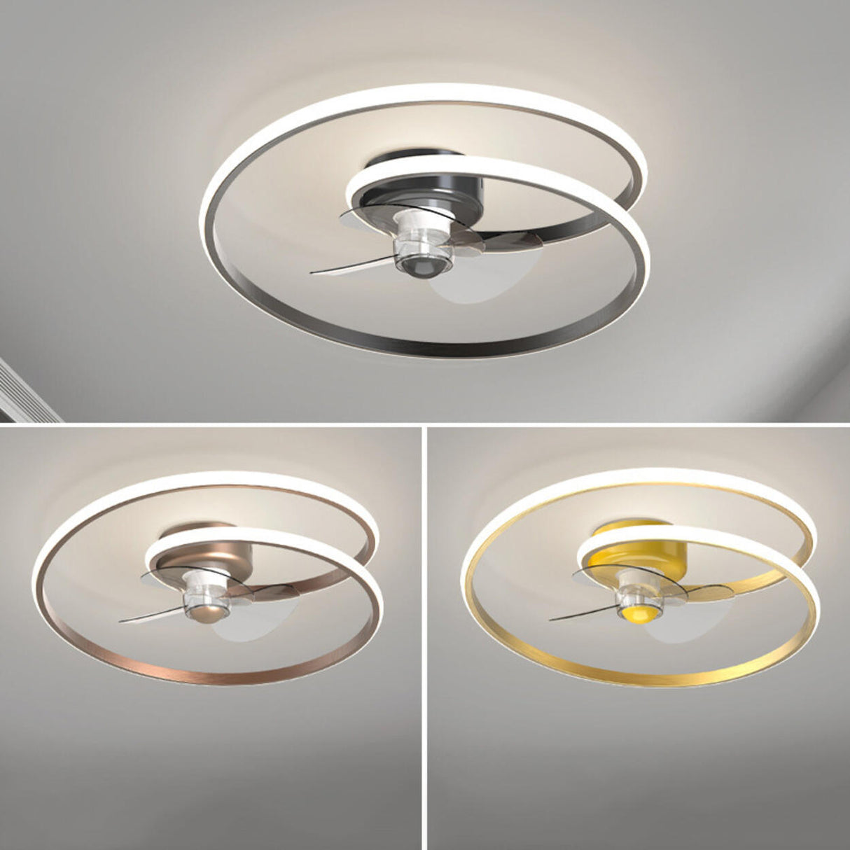 Modern Minimalist Spiral Round Ceiling Fan with Light Image - 11