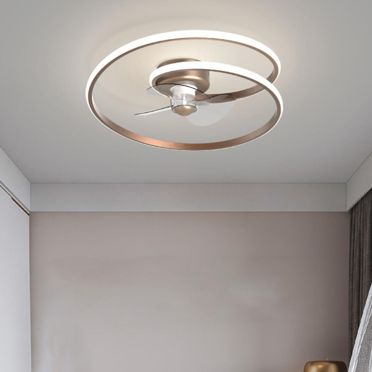 Modern Minimalist Spiral Round Ceiling Fan with Light Image - 4