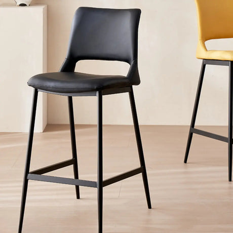 Modern Minimalist Upholstered Low Back Leather Saddle Bar Stool Image - 1