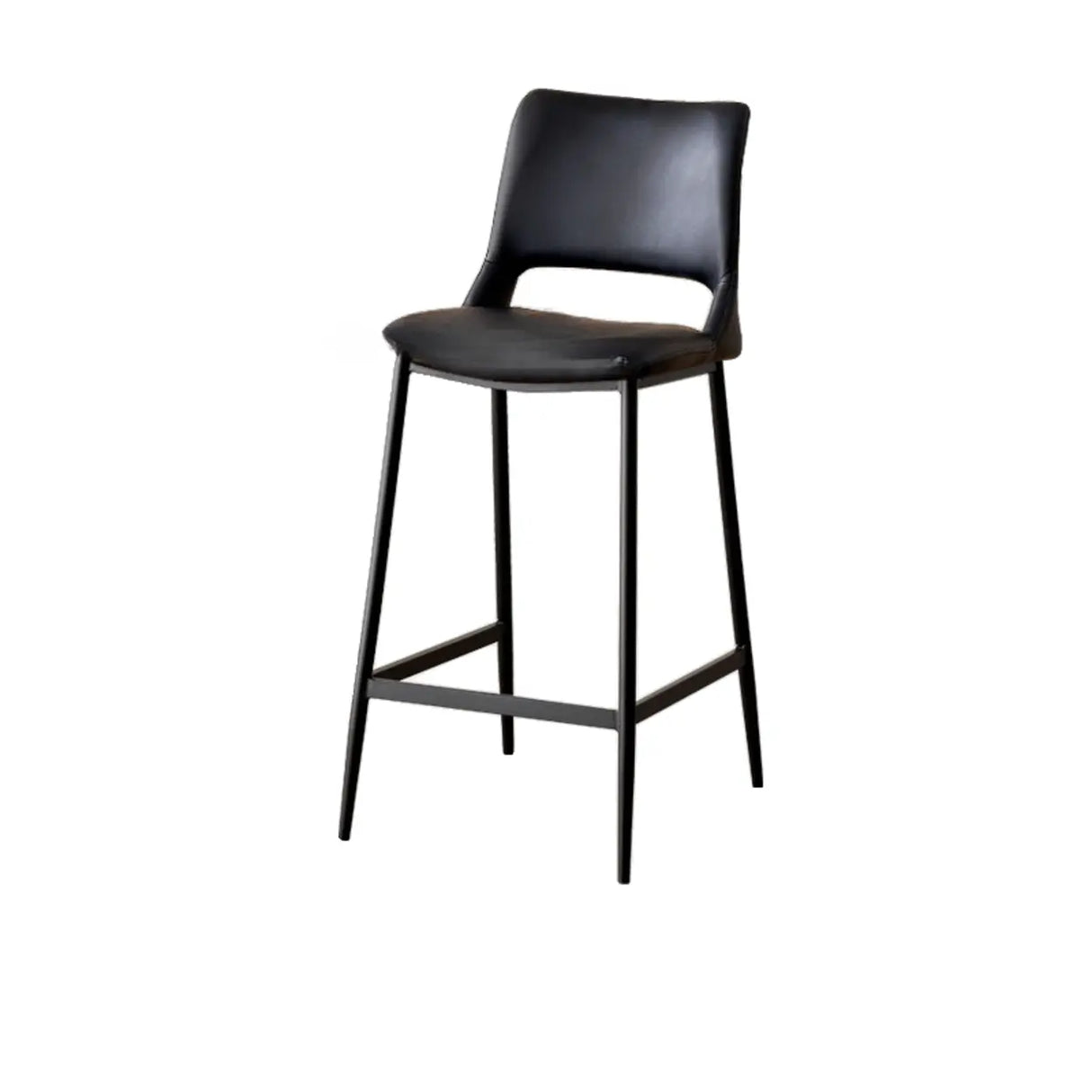 Modern Minimalist Upholstered Low Back Leather Saddle Bar Stool Image - 13
