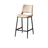 Modern Minimalist Upholstered Low Back Leather Saddle Bar Stool Image - 14