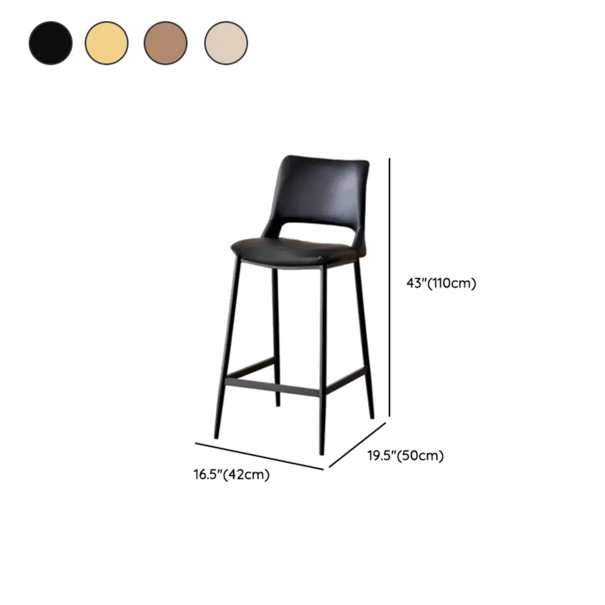 Modern Minimalist Upholstered Low Back Leather Saddle Bar Stool Image - 16