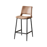Modern Minimalist Upholstered Low Back Leather Saddle Bar Stool Image - 2