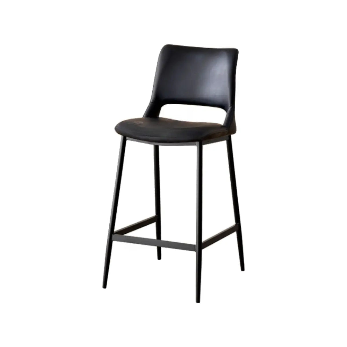 Modern Minimalist Upholstered Low Back Leather Saddle Bar Stool Image - 5