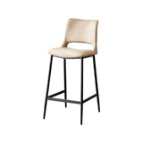 Modern Minimalist Upholstered Low Back Leather Saddle Bar Stool Image - 9