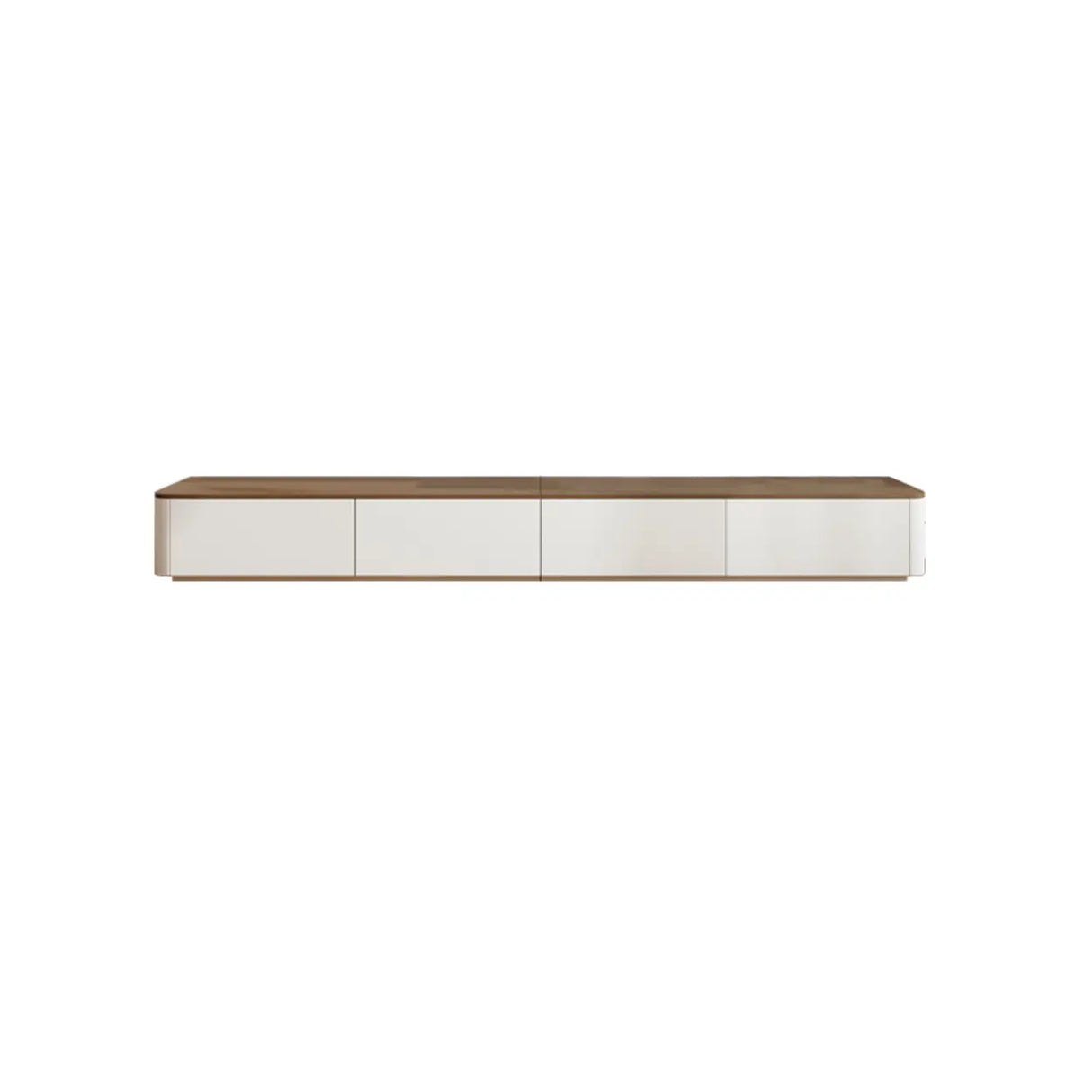 Modern Minimalist Walnut Top TV Stand with Storage Cabinets Image - 3