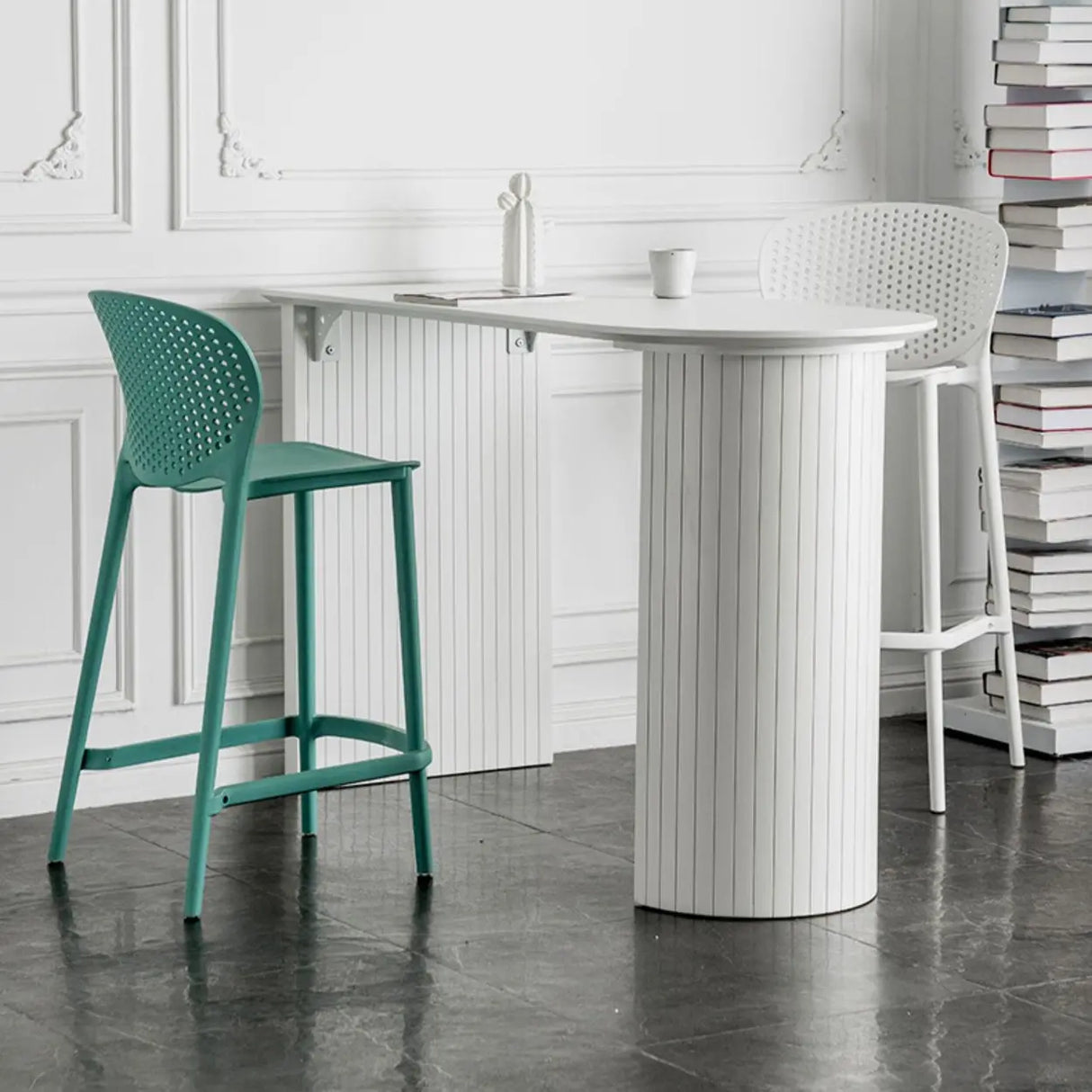 Modern Minimalist White Counter Height Bar Table Image - 1