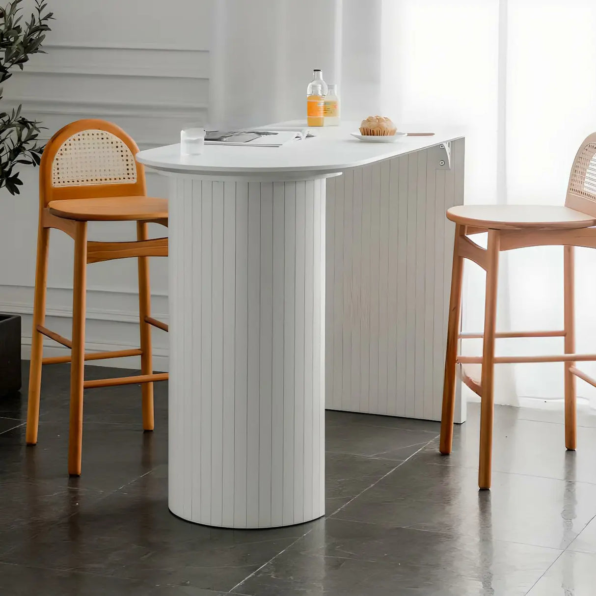 Modern Minimalist White Counter Height Bar Table Image - 4
