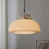Modern Minimalist White Glass Dome Pendant Light Image - 3