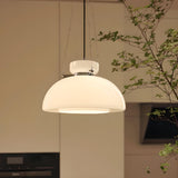 Modern Minimalist White Glass Dome Pendant Light Image - 4