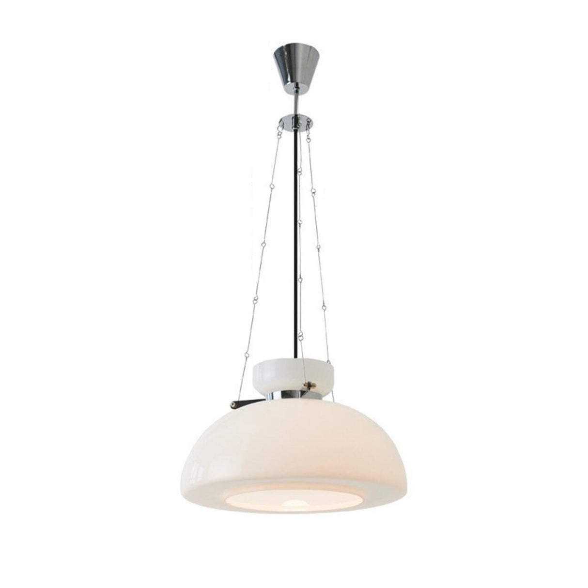 Modern Minimalist White Glass Dome Pendant Light Image - 5