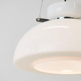 Modern Minimalist White Glass Dome Pendant Light Image - 9