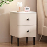 Modern Minimalist White Marble Top Nightstand with Drawers Image - 1