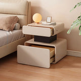 Modern Minimalist White Nightstand with Drawer Storage Image - 4