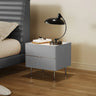 Modern Minimalist White Nightstand with Drawers & Metal Legs Image - 7